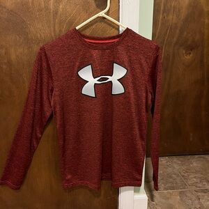Under Armour Kids Heathered Red Long Sleeve Tee